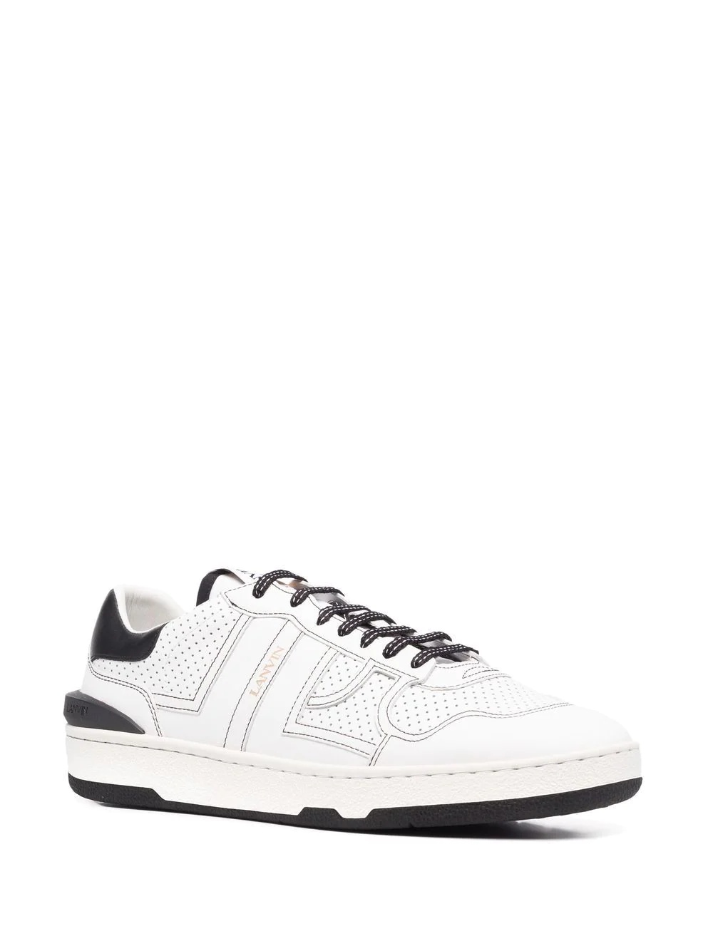 perforated-panel leather sneakers - 2