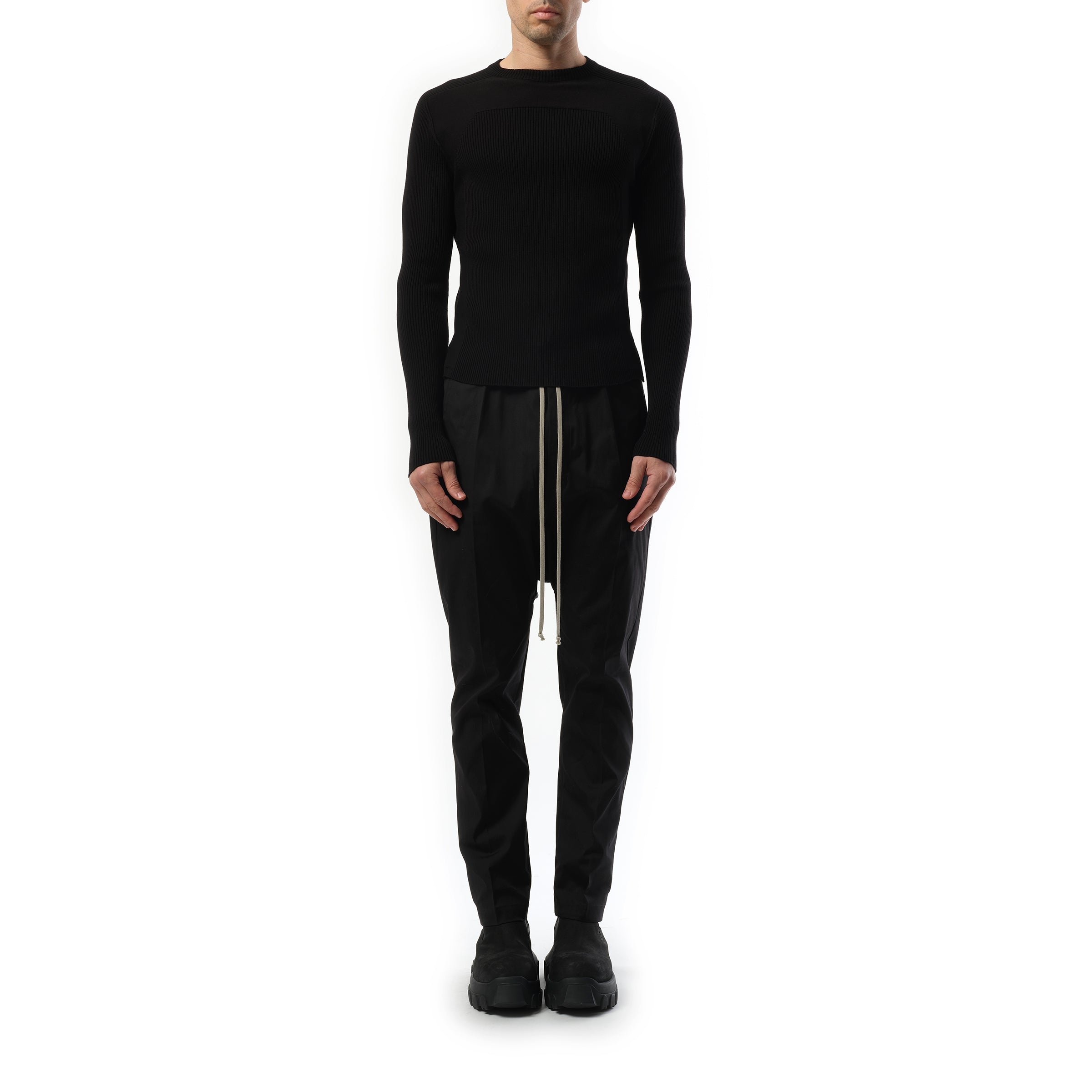 Ribbed Geo Sweater in Black - 4