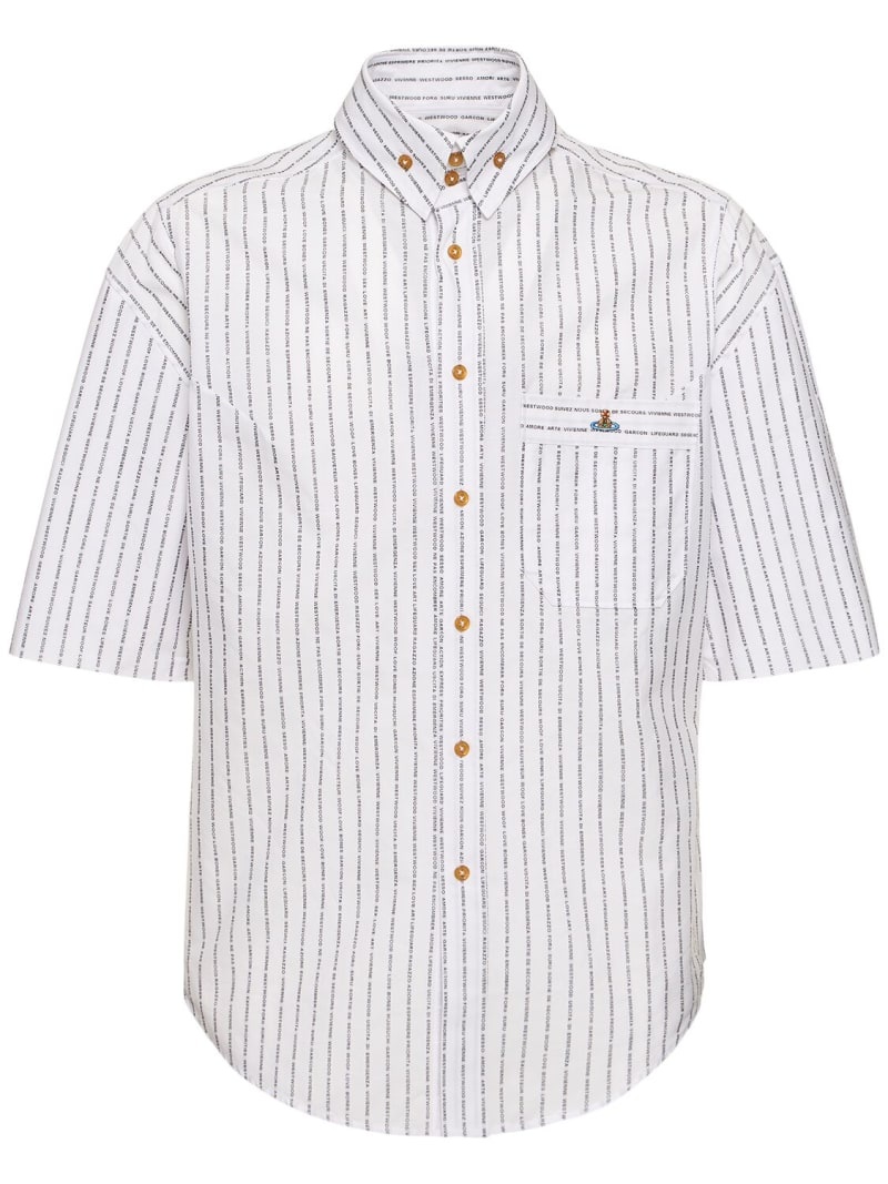 Striped cotton poplin s/s shirt - 1