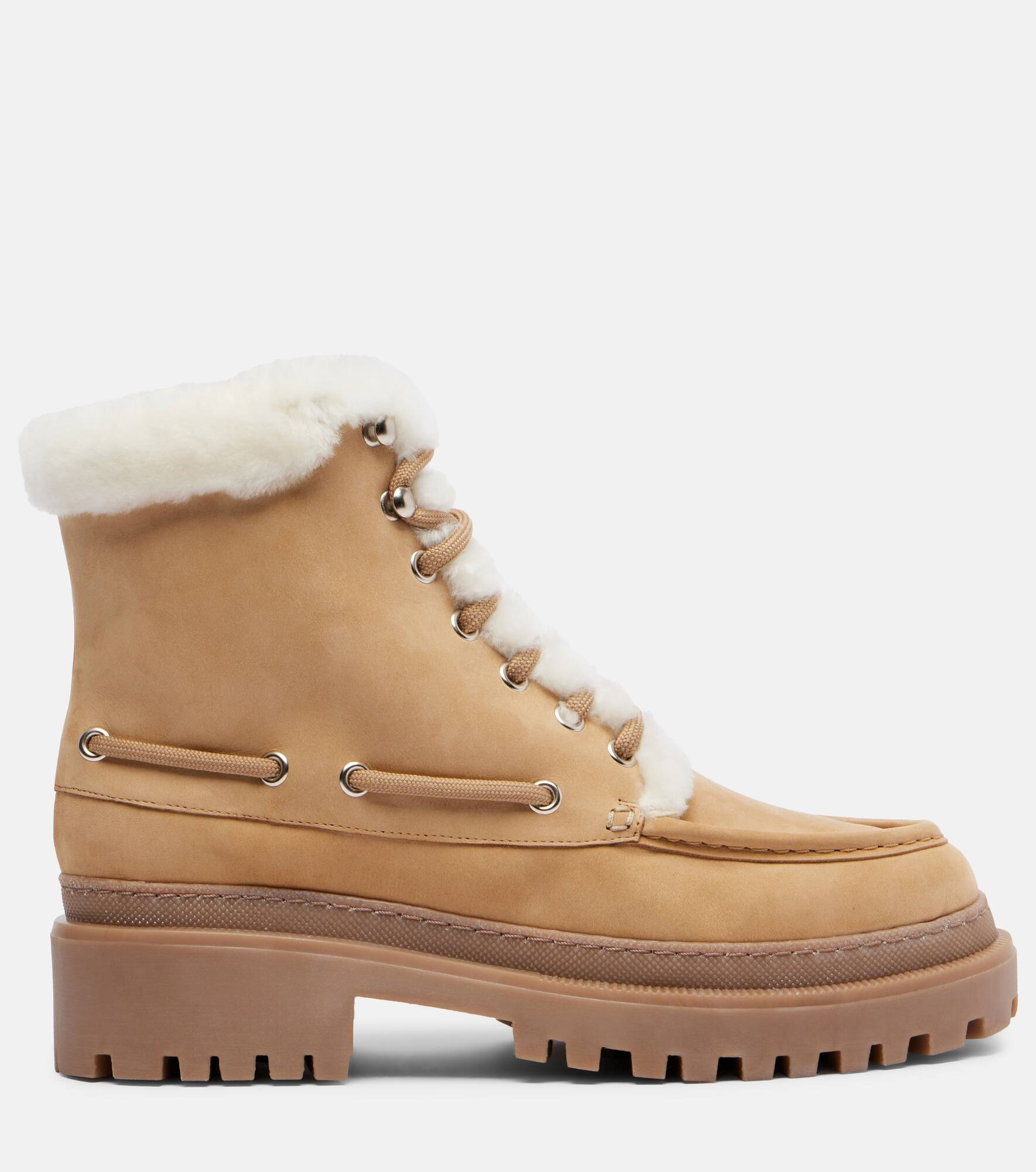 Shearling-lined suede lace-up boots - 4