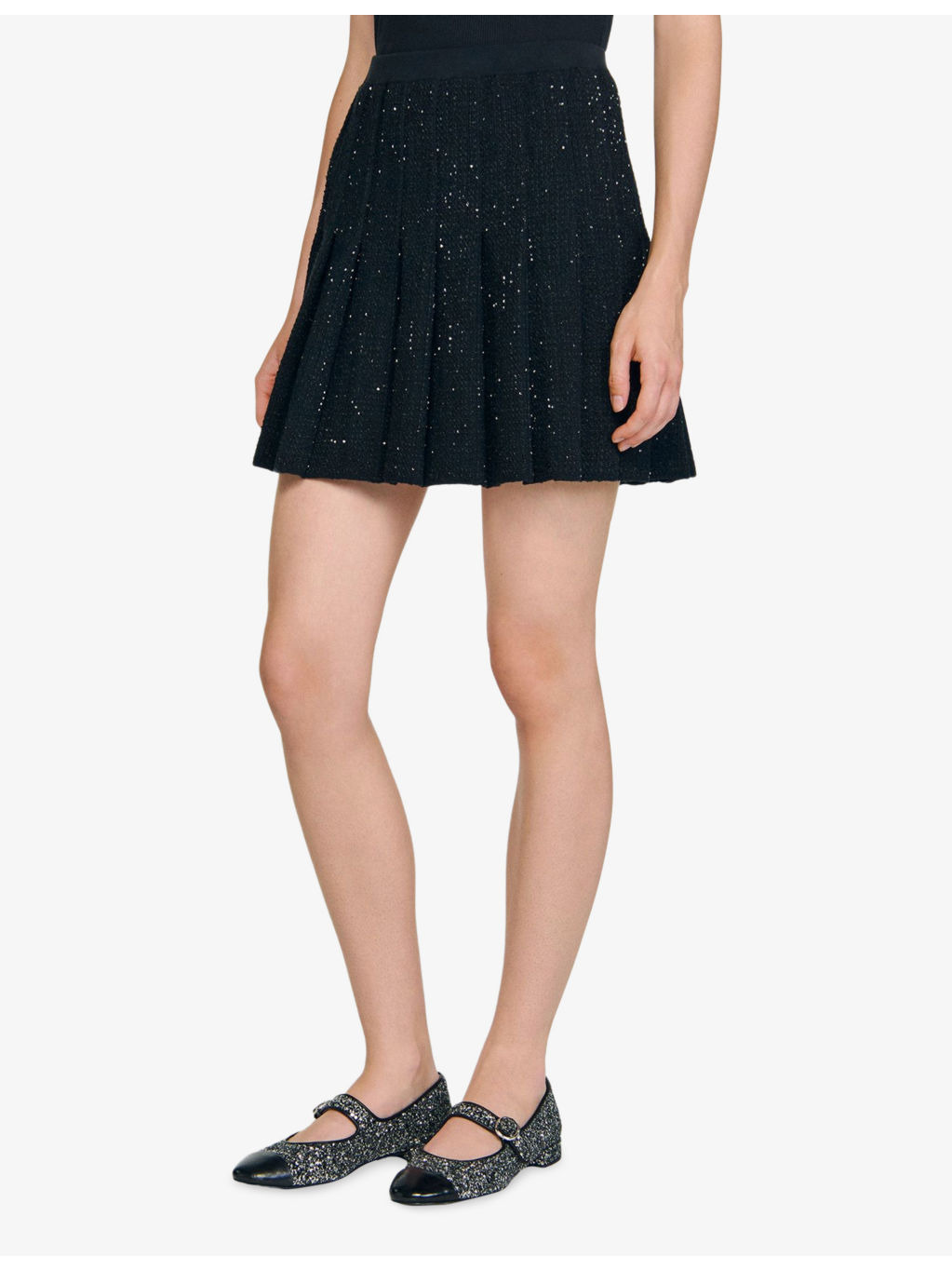 Pleated tweed mini skirt - 3