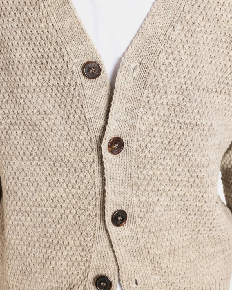 Men's Moss Stitch Cardigan Oatmeal 5