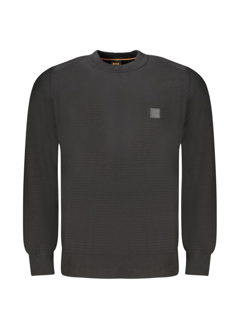 logo-patch waffle-knit sweater 1
