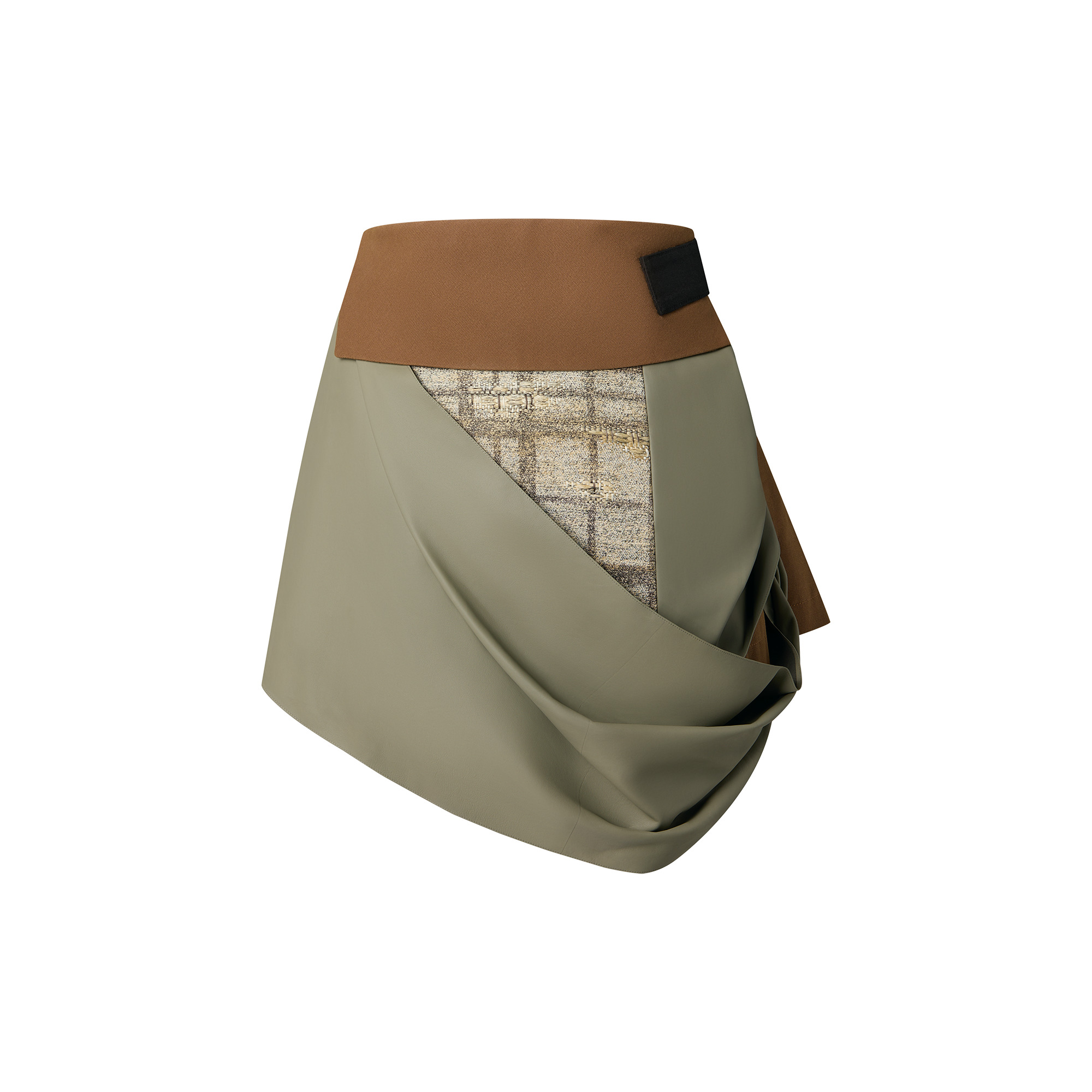 Draped Leather Mini Skirt - 3