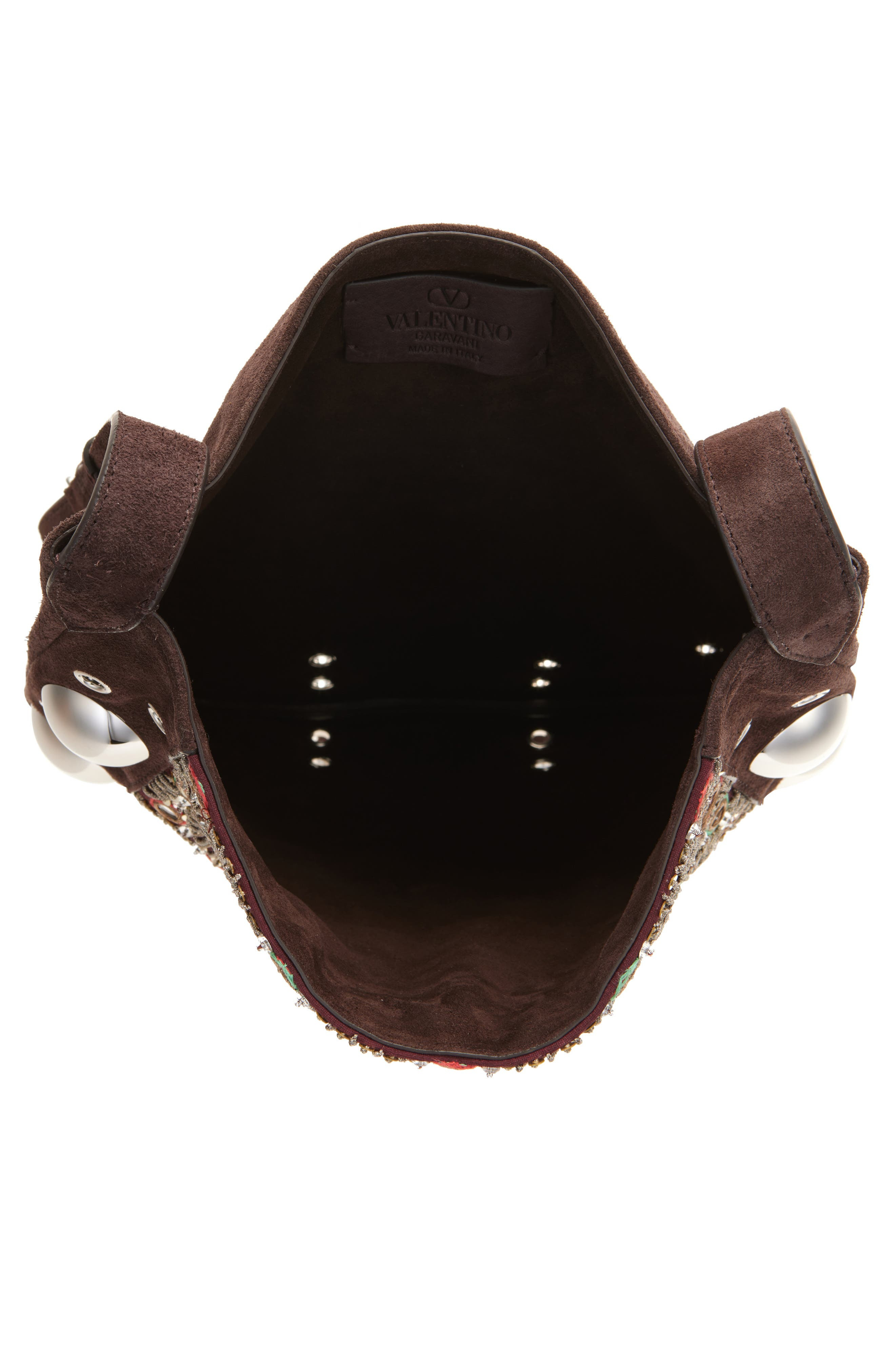 Valentino Garavani Medium Nellcôte Fringed Studded Suede Shoulder Bag in Multicolor/Testa Di Moro at - 4