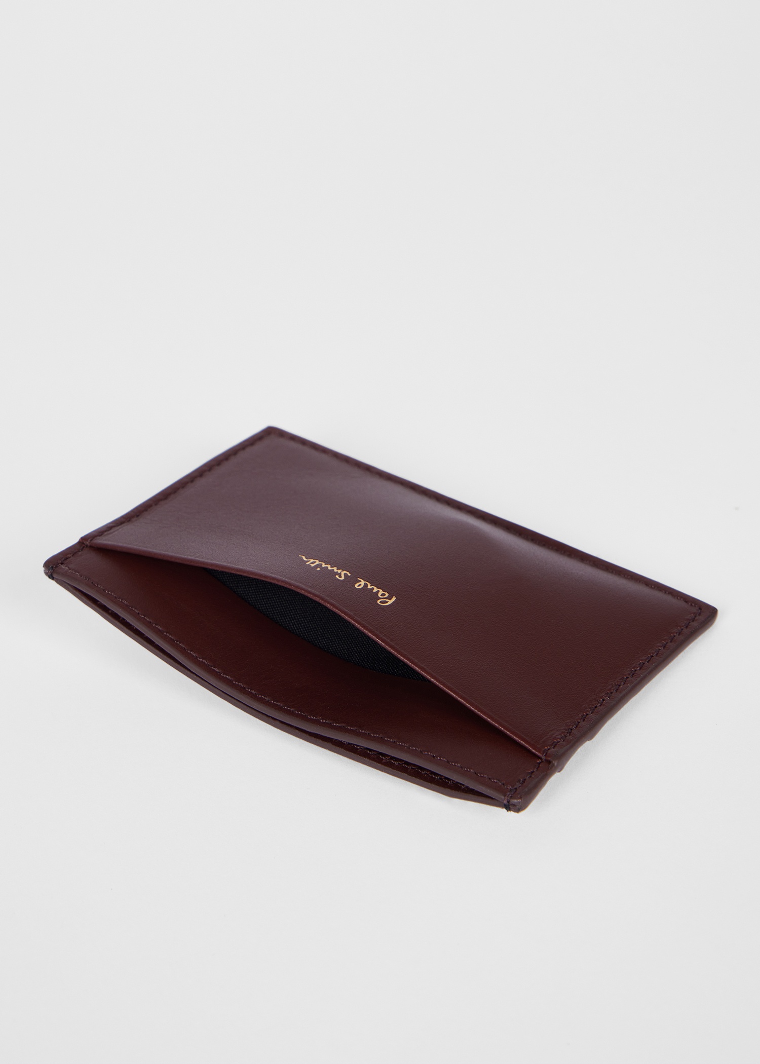 Burgundy 'Signature Stripe' Leather Card Holder - 3