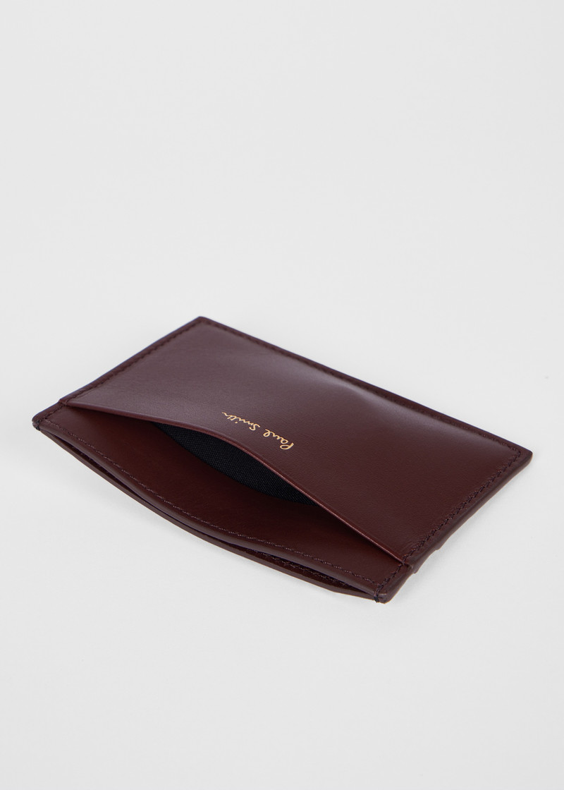 Burgundy 'Signature Stripe' Leather Card Holder 3