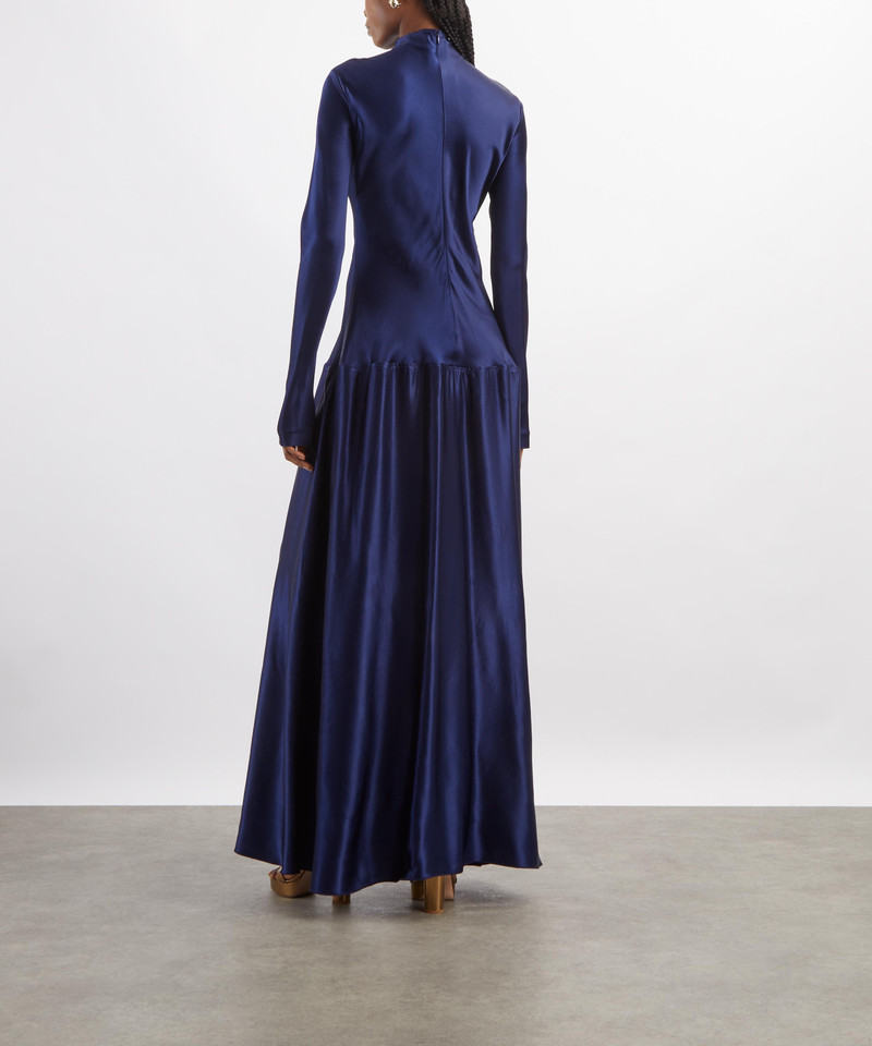Mila Prussian Blue Satin Gown 4