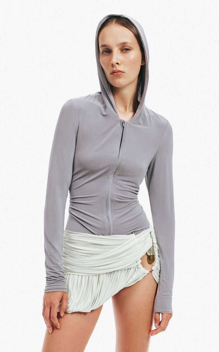 Embellished Jersey Bubble Mini Skirt light blue - 2