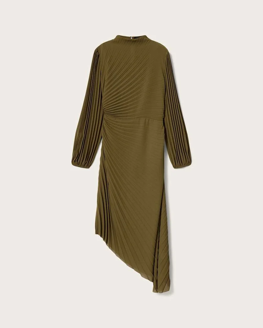 MILENA ASYMMETRIC PLEATED MIDI DRESS - 1