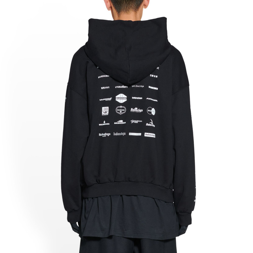Balenciaga Archives Logos Hoodie 'Black' 726241TNVQ81070 - 4