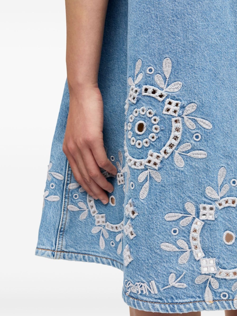embroidered denim dress - 5