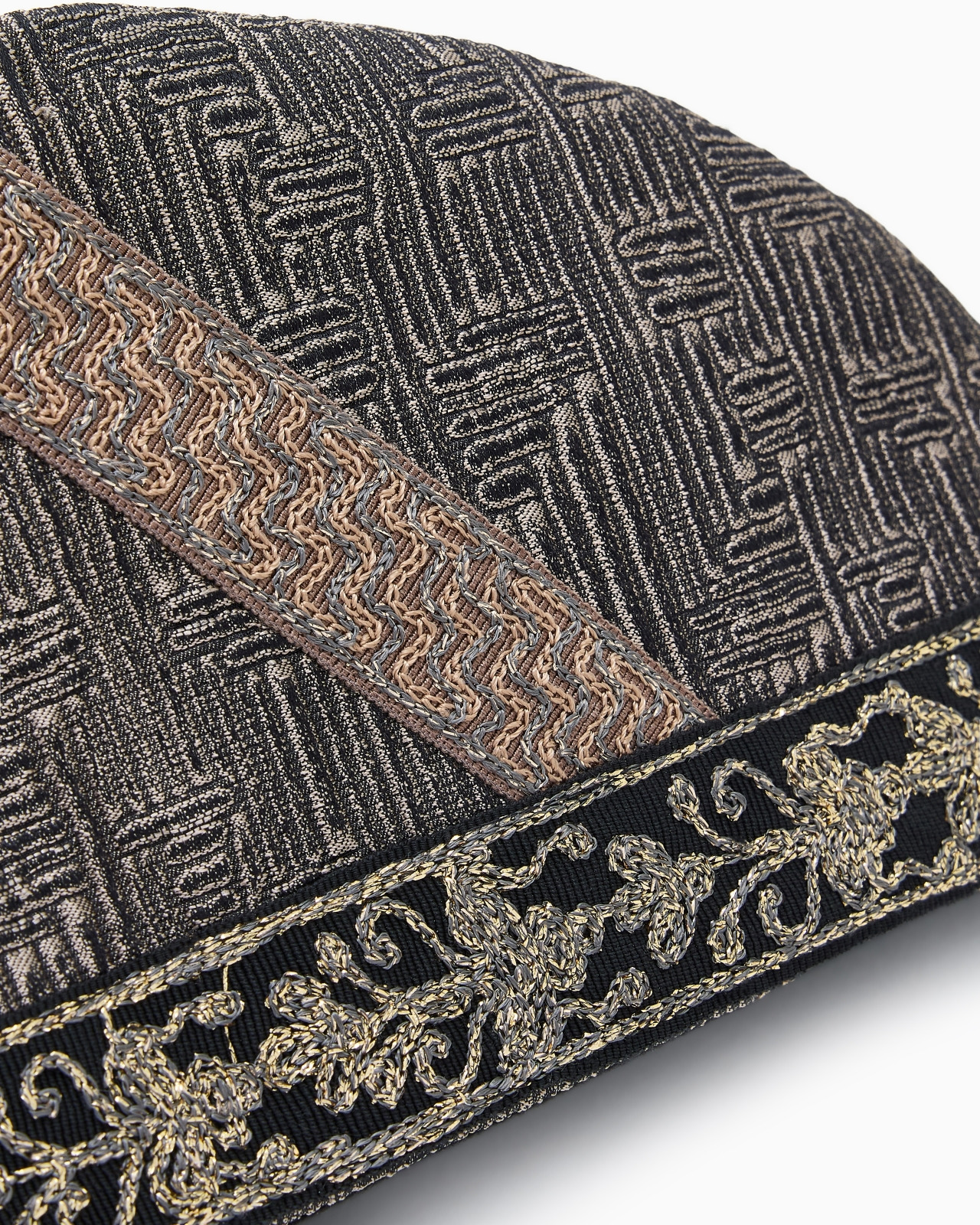 JACQUARD SILK AND WOOL JACQUARD SIDE CAP - 3