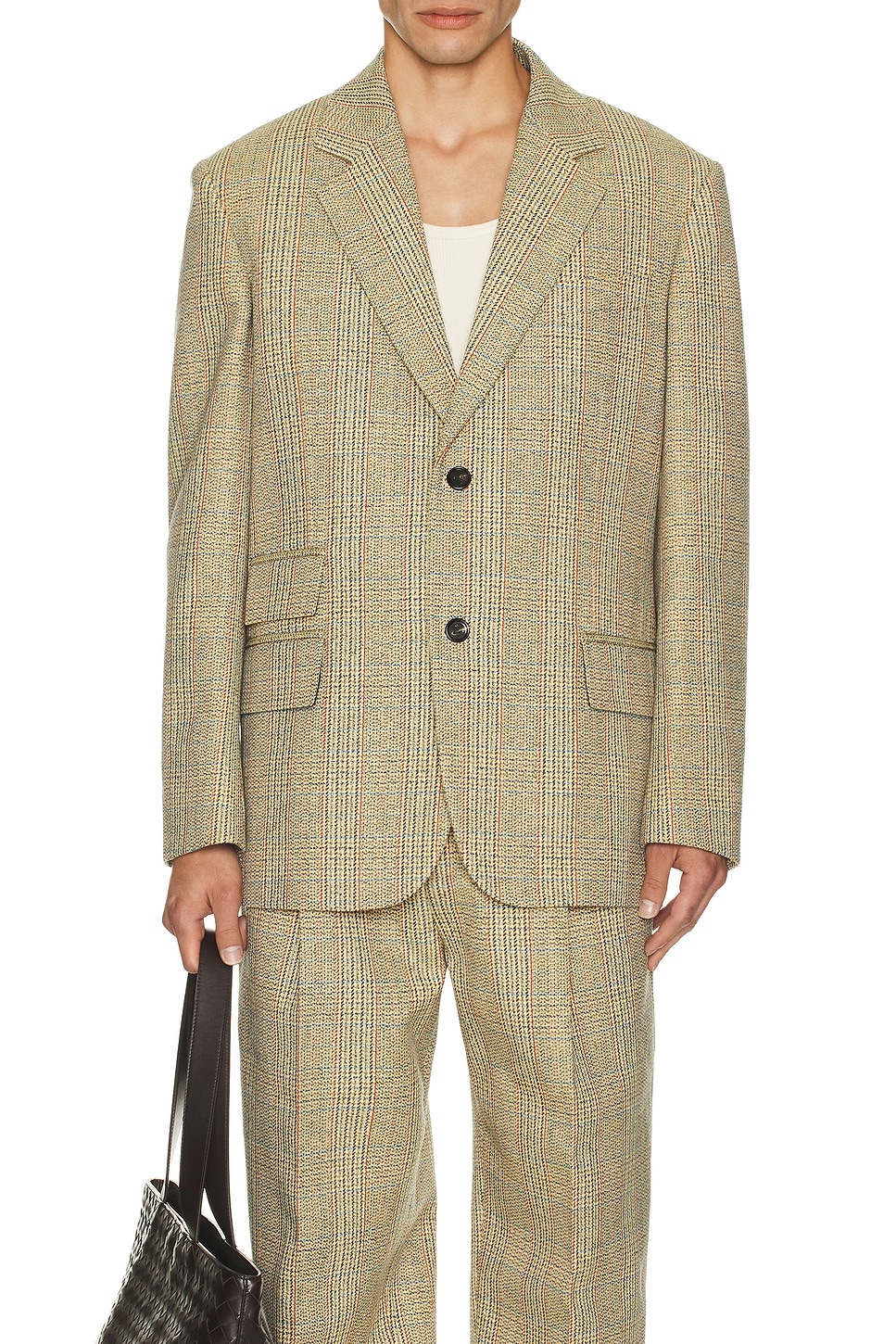 ボッテガヴェネタ Distorted Prince of Walesコート ベージュ Bottega Veneta Distorted Prince Of Wales Jacket | forward