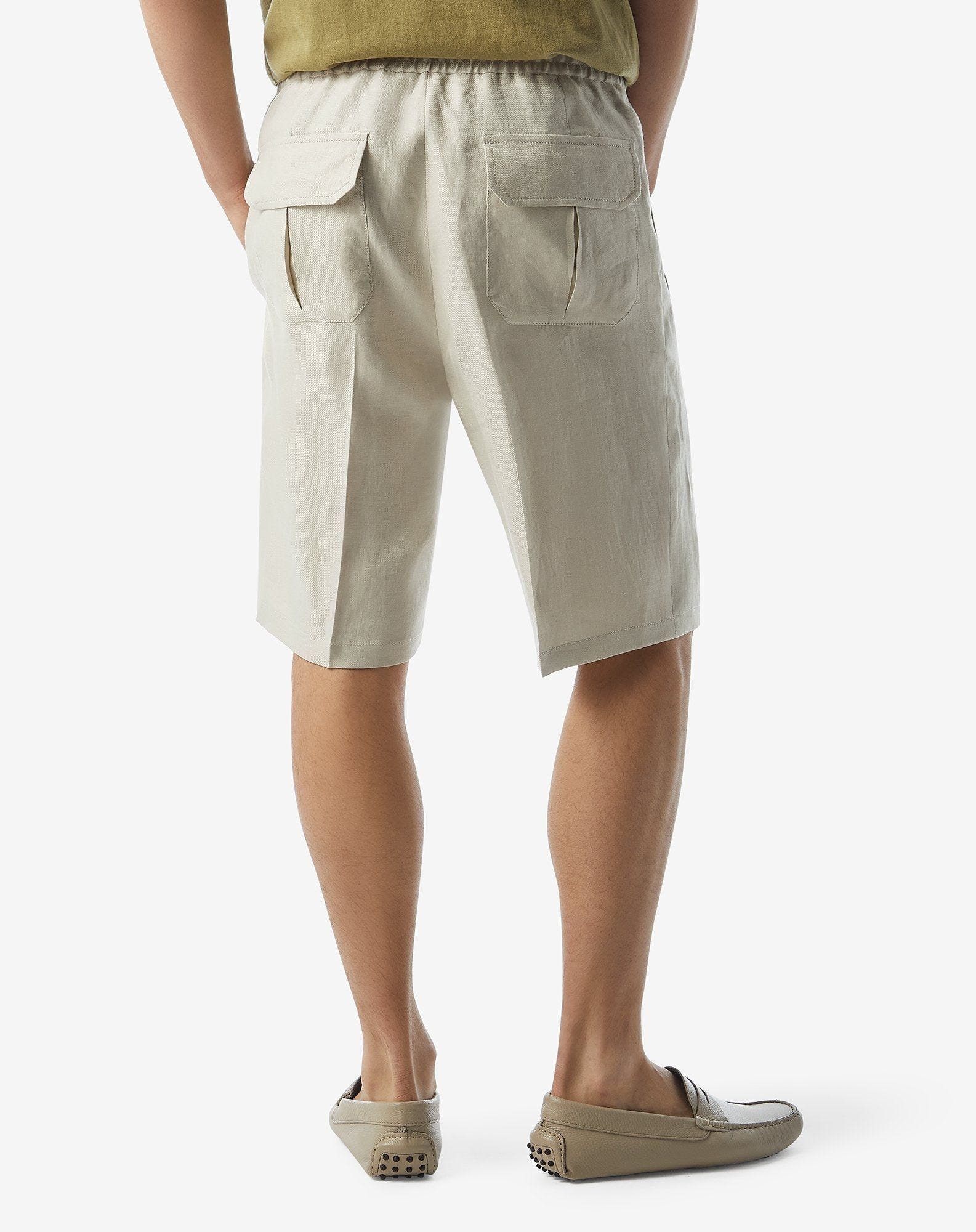 Ivory pure linen Bermuda shorts - 4