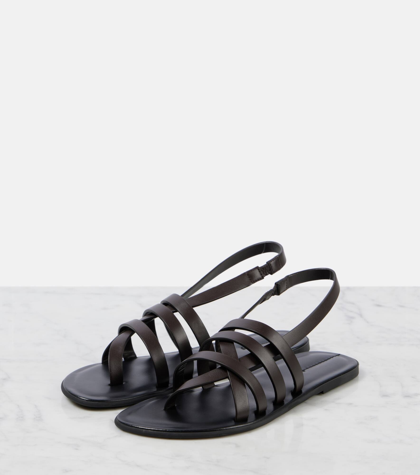 Line leather sandals - 5