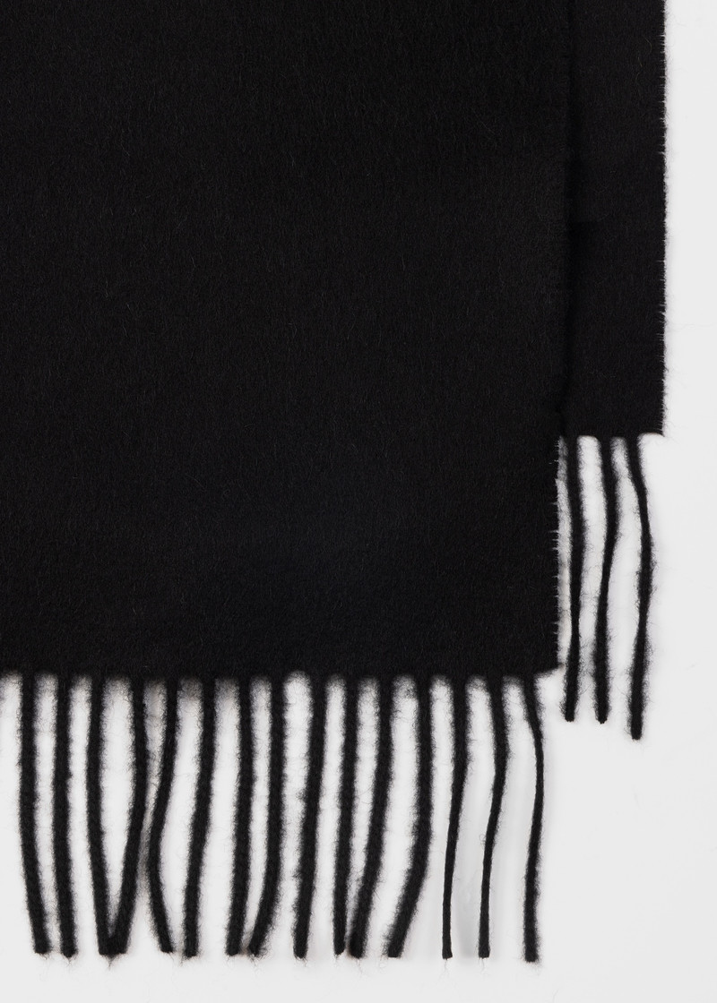 Black Lambswool-Cashmere Offset Faded 'Signature Stripe' Scarf 5