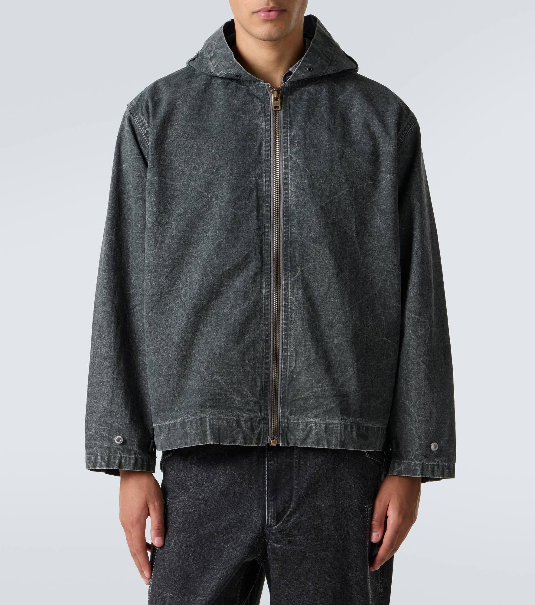 Hooded cotton denim jacket - 3
