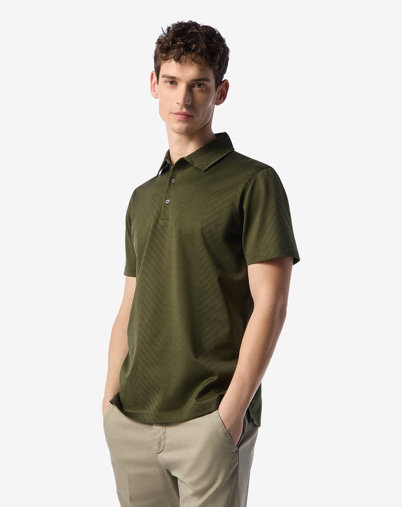 CORNELIANI Green button-up lisle thread polo shirt outlook
