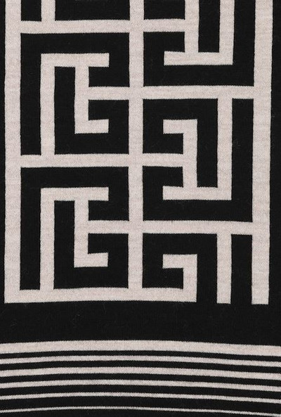 Balmain Ivory and black wool scarf with Balmain monogram outlook