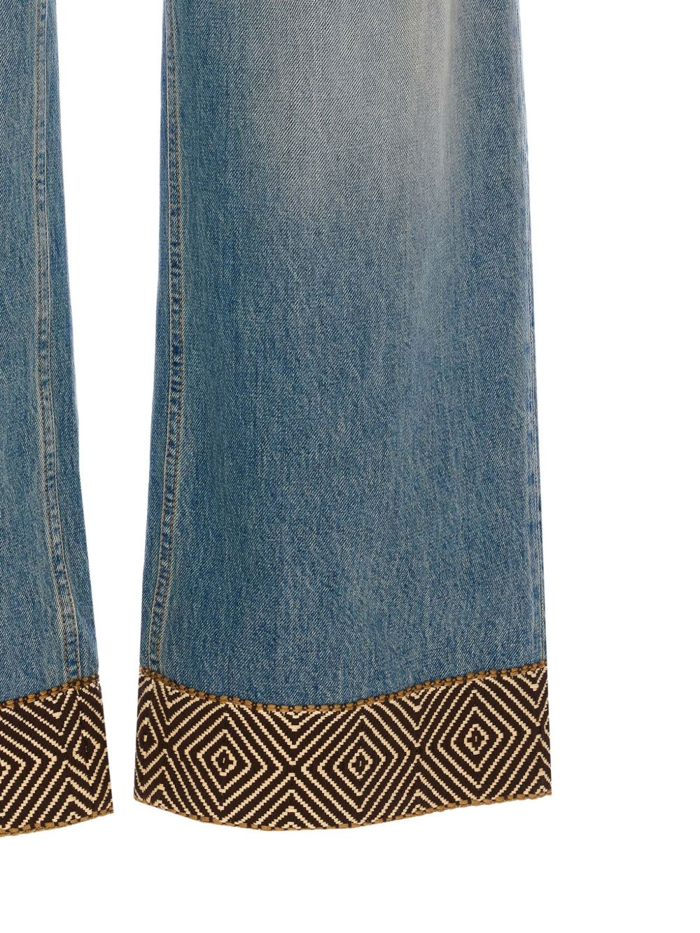 jacquard-hem wide-leg jeans - 4