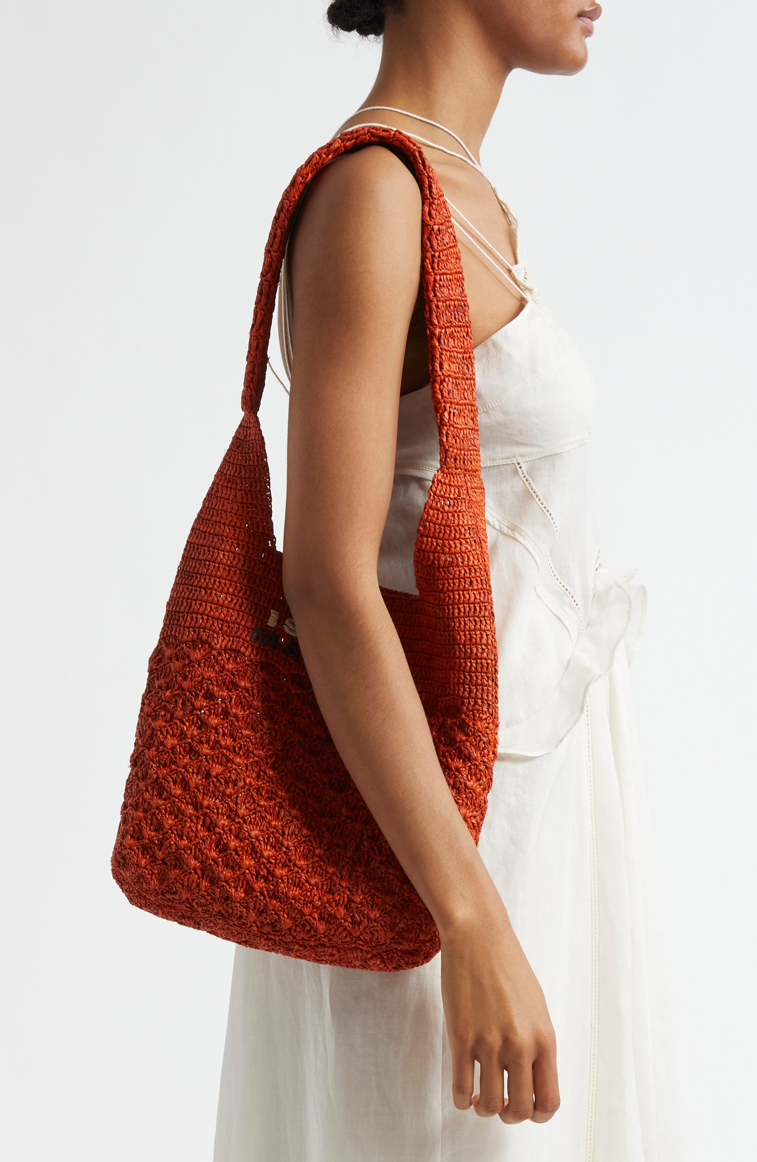 Isabel Marant Small Praia Raffia Tote in Orange at Nordstrom - 2