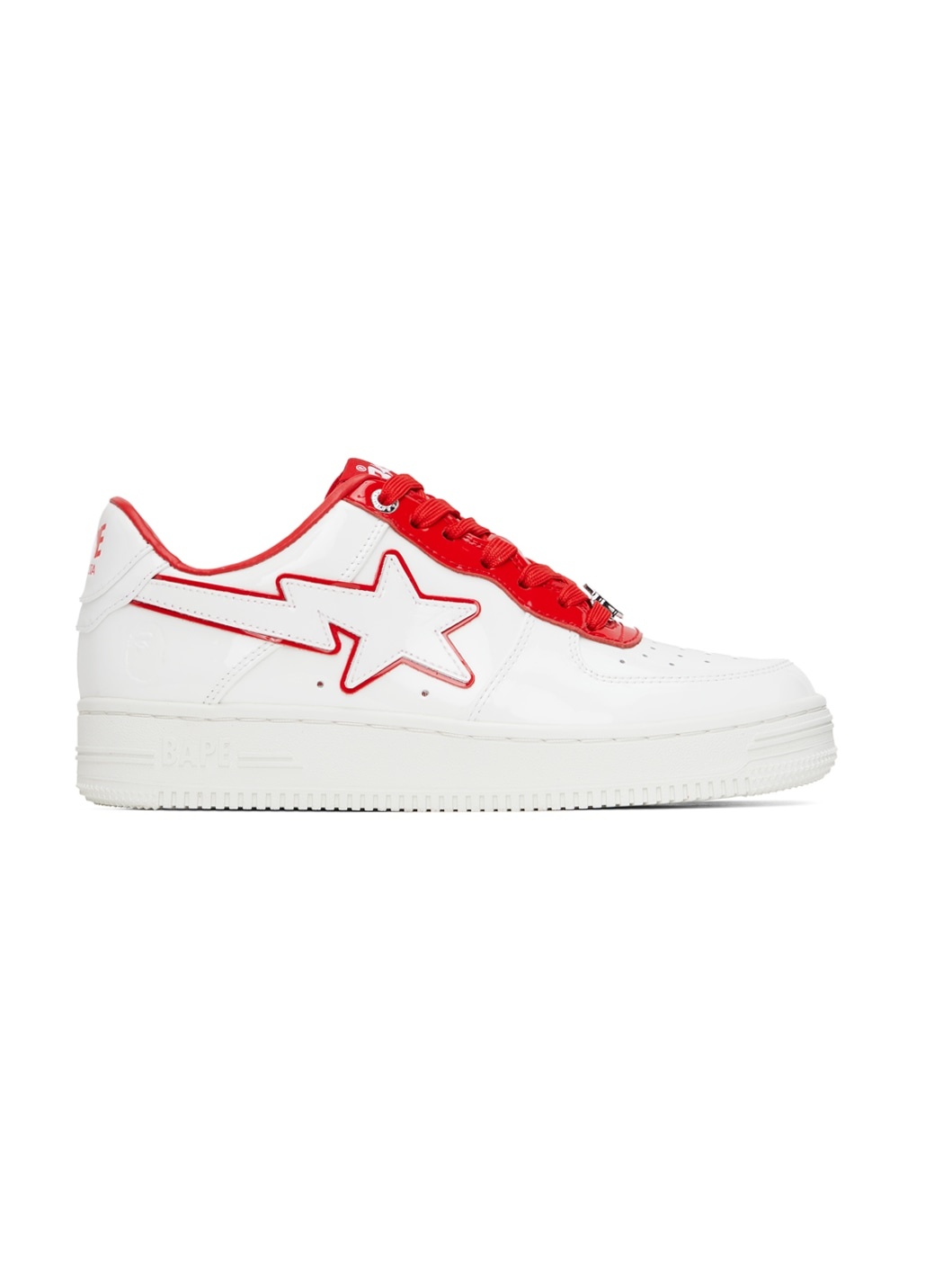 White & Red Patent Leather Sneakers - 1