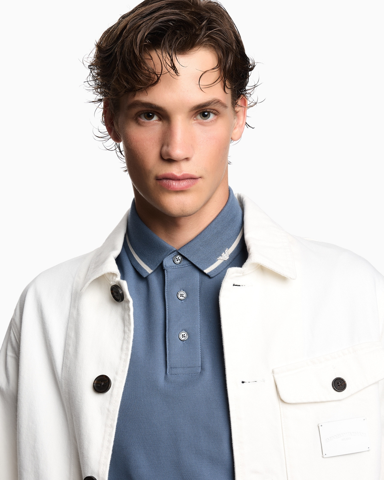 PIQUÉ POLO SHIRT WITH MICRO EAGLE EMBROIDERY AND TRIM - 5