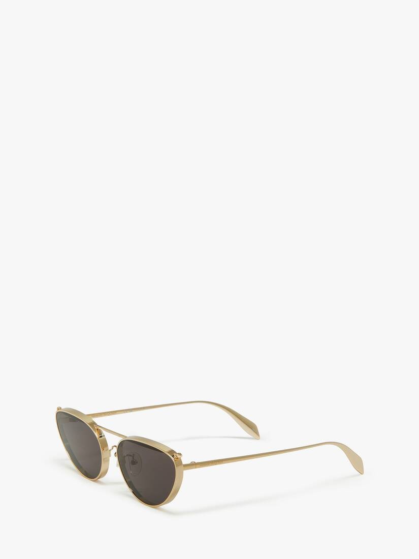 Women's Front Piercing Cat-eye Sunglasses in Light Gold/smoke - 2