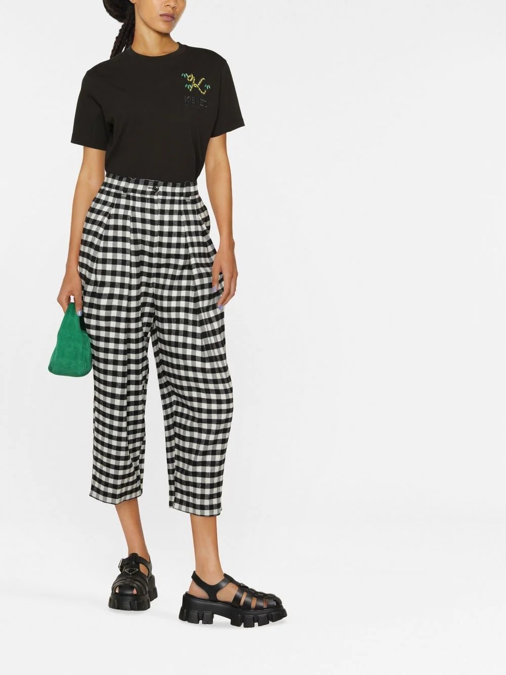 checkerboard-print culotte-length trousers - 2
