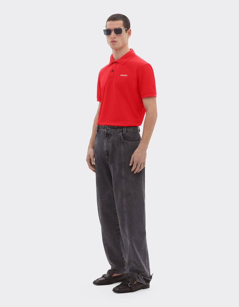 Cotton polo shirt with Ferrari logo 3