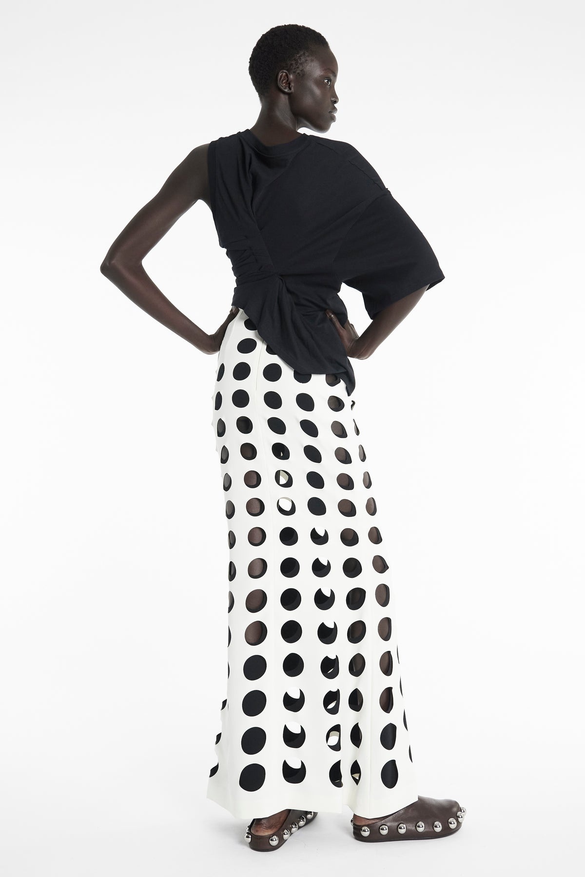 KNOTTED JERSEY TOP BLACK - 4