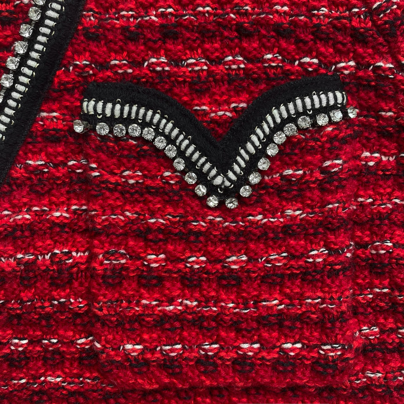 Red Knit Melange Cardigan 5