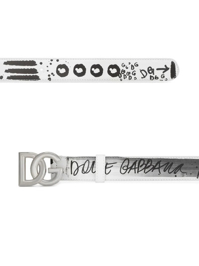 Dolce & Gabbana graffiti-print logo-buckle belt outlook