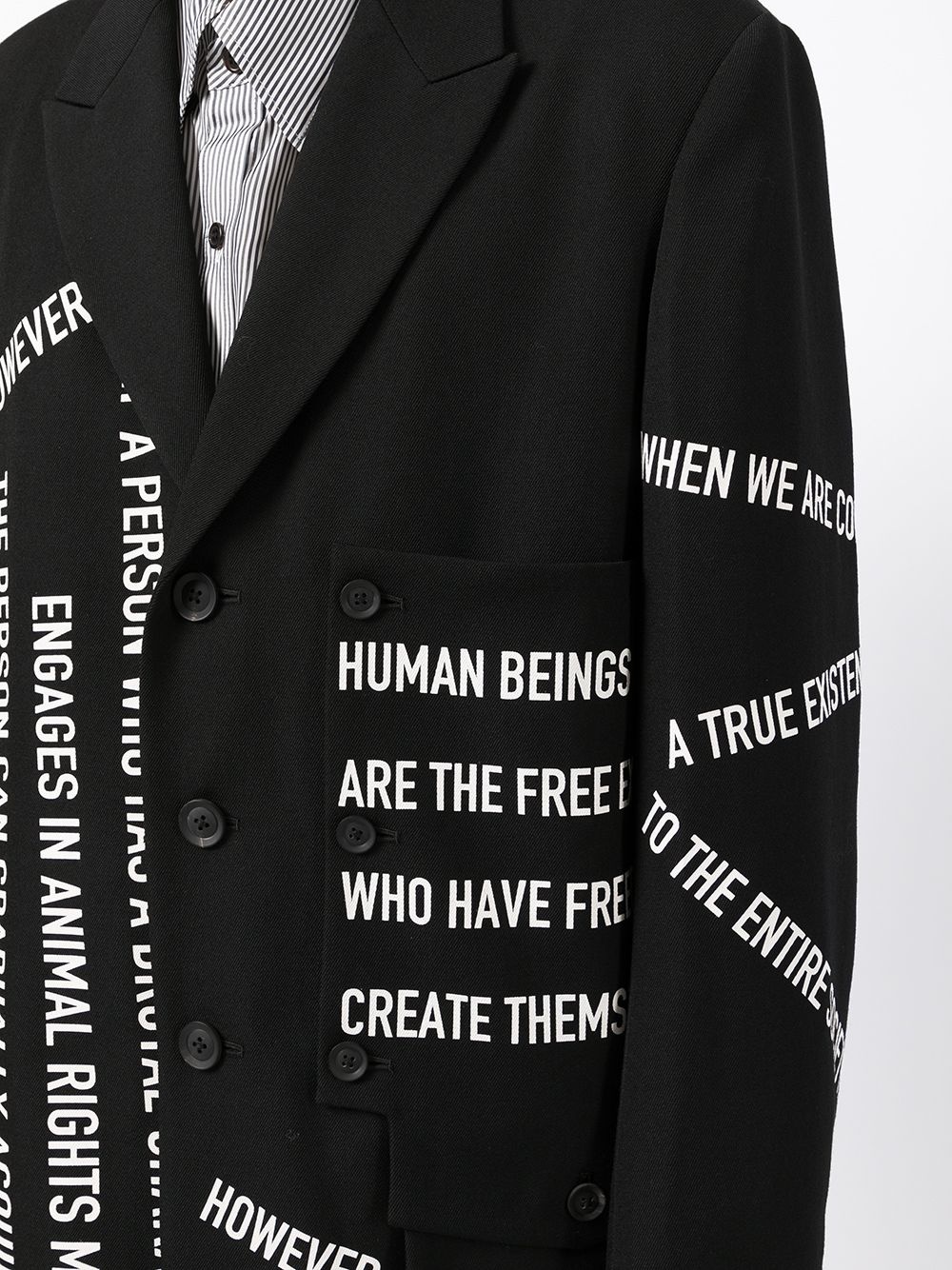 slogan-print wool blazer - 5