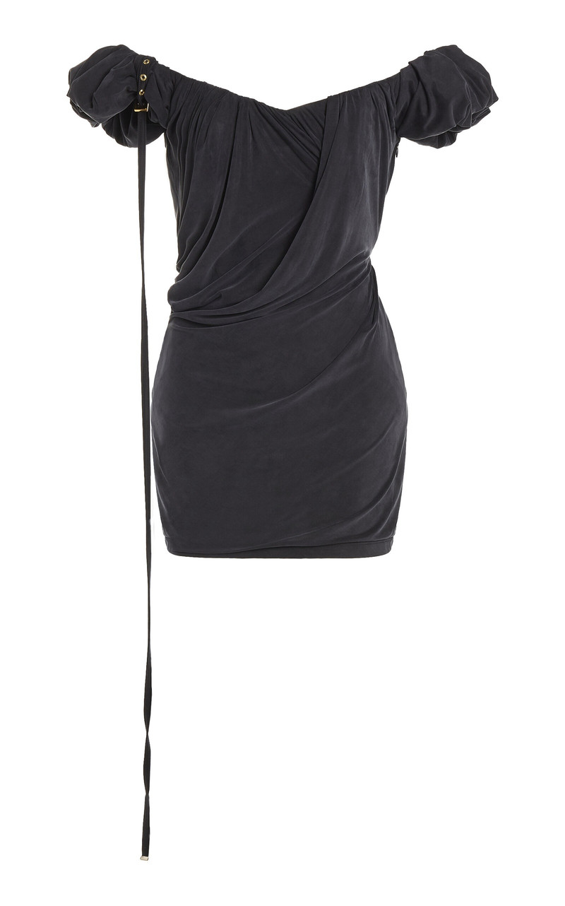 Ciceri Off-The-Shoulder Draped Cupro Mini Dress black - 1