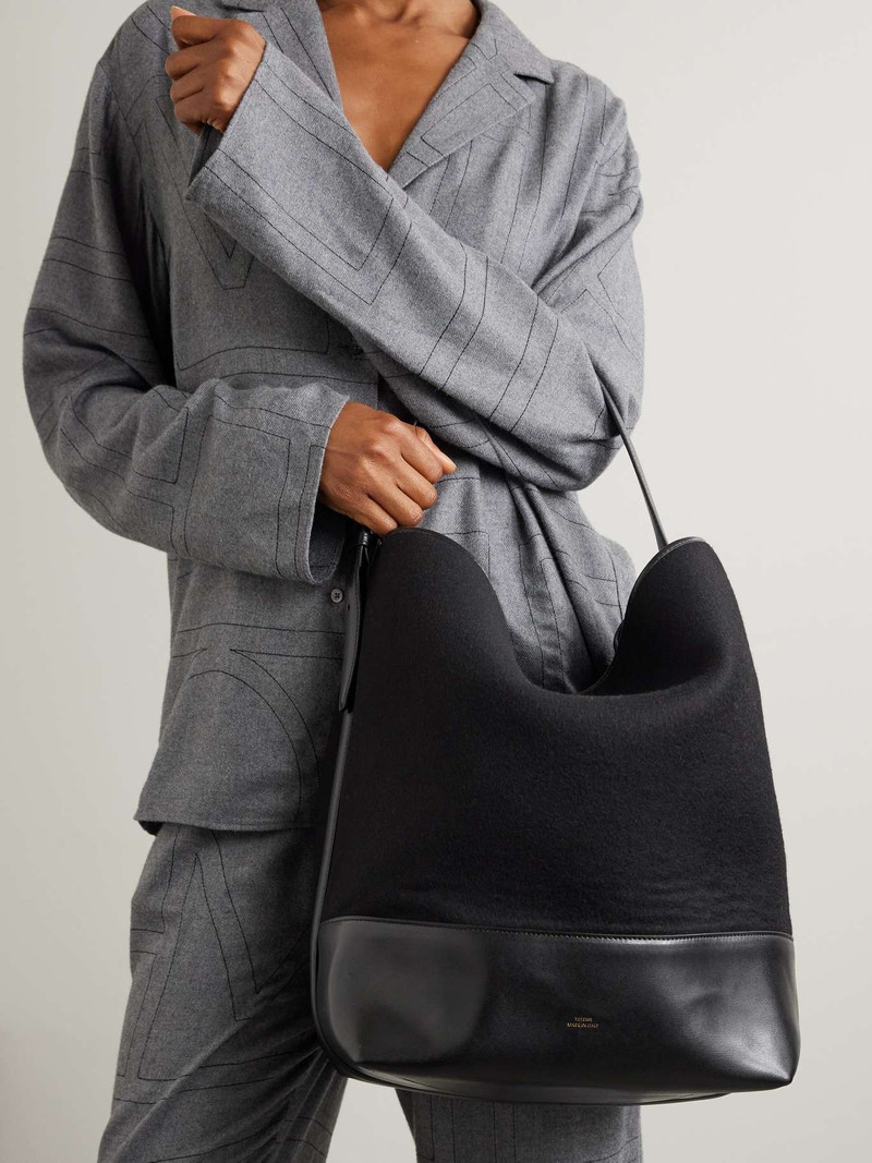Totême Leather-trimmed suede tote Black outlook