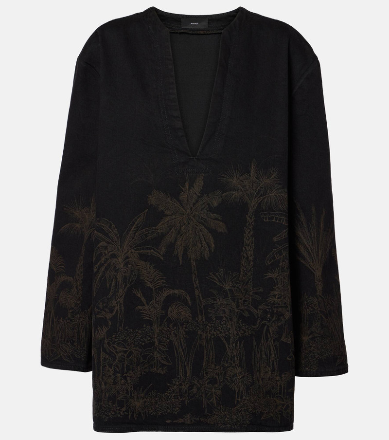 Jungle Toile De Jouy denim top - 1