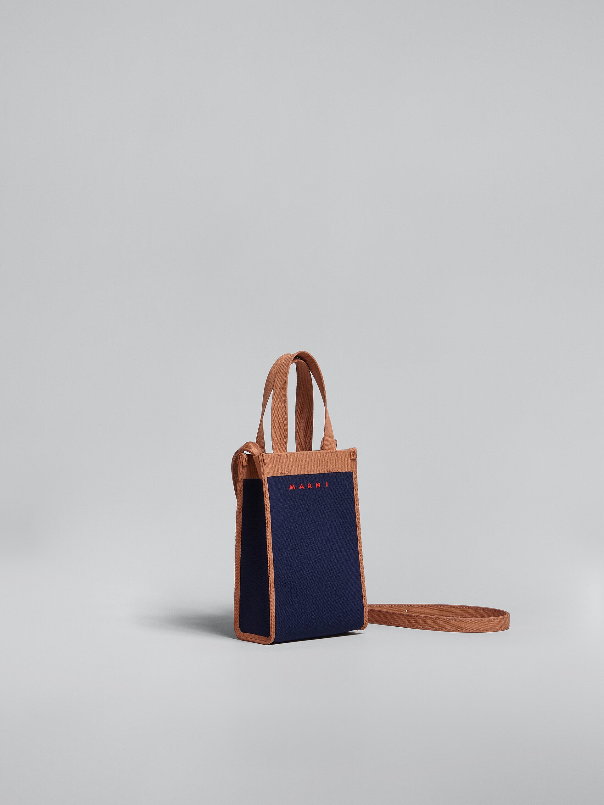 BLUE AND BROWN JACQUARD SHOULDER BAG - 6