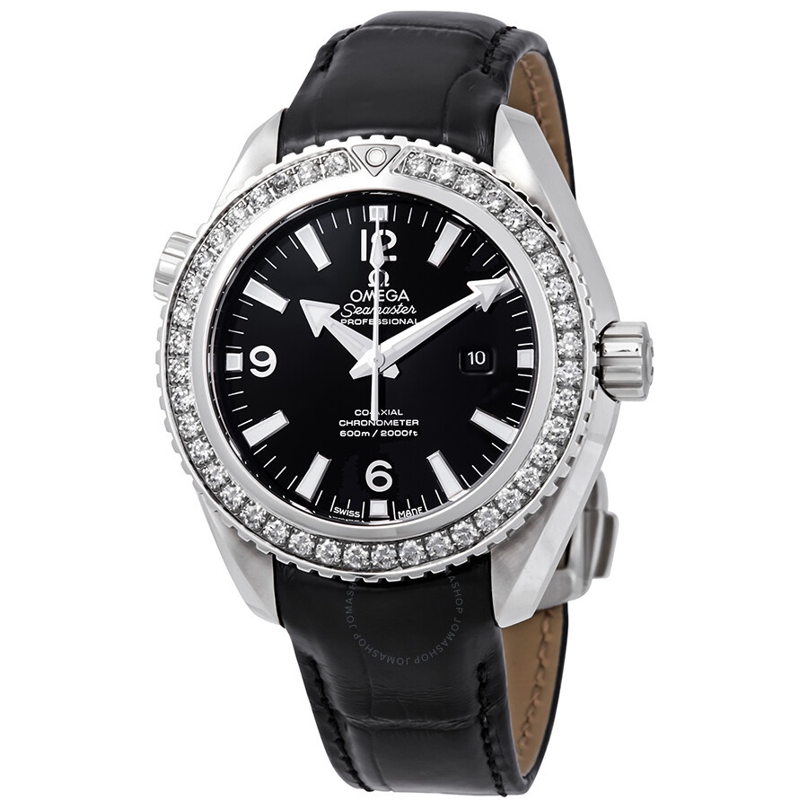 Pre-owned Omega Seamaster Planet Ocean Diamond Black Dial Ladies Watch 232.18.38.20.01.001 - 1