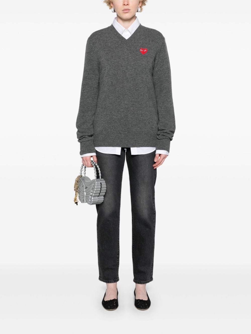 heart-patch wool jumper - 3