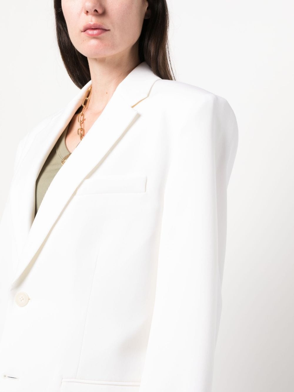 shoulder-pads single-breasted blazer - 5