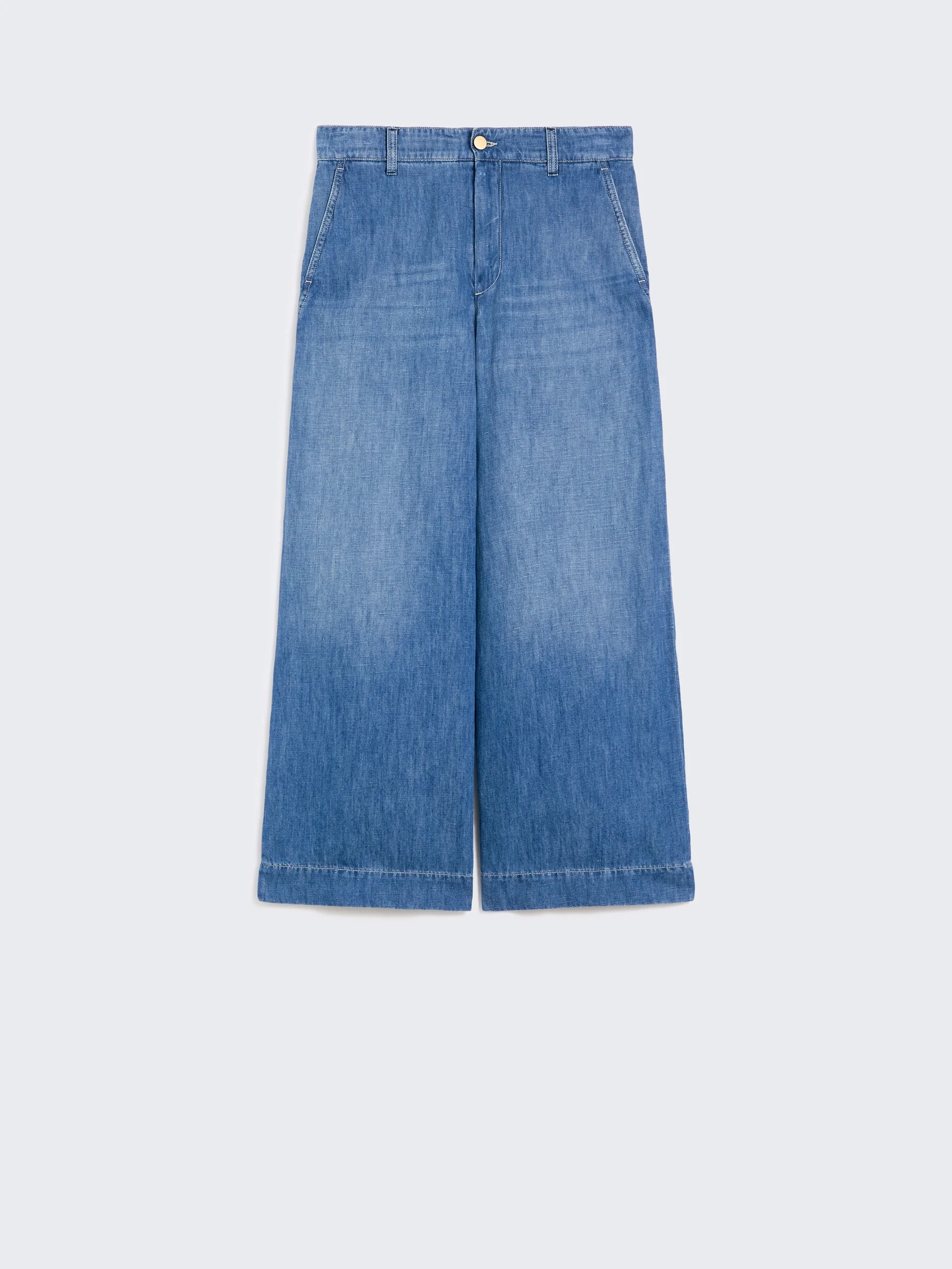 Cotton and linen denim jeans - NAVY - 1