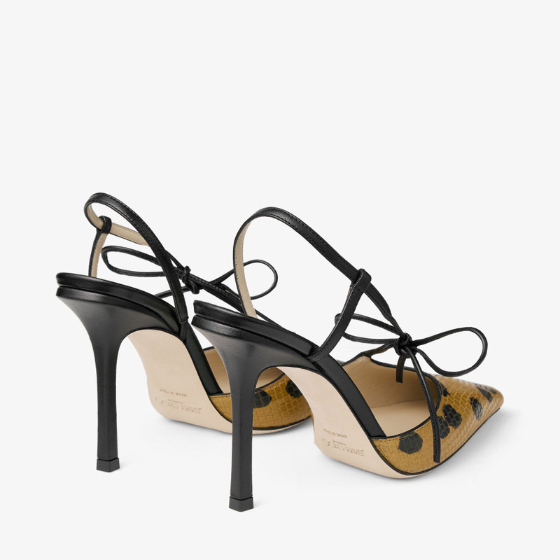 Bow Spotted Elaphe-Printed Leather Sandal with Knot Detail 6