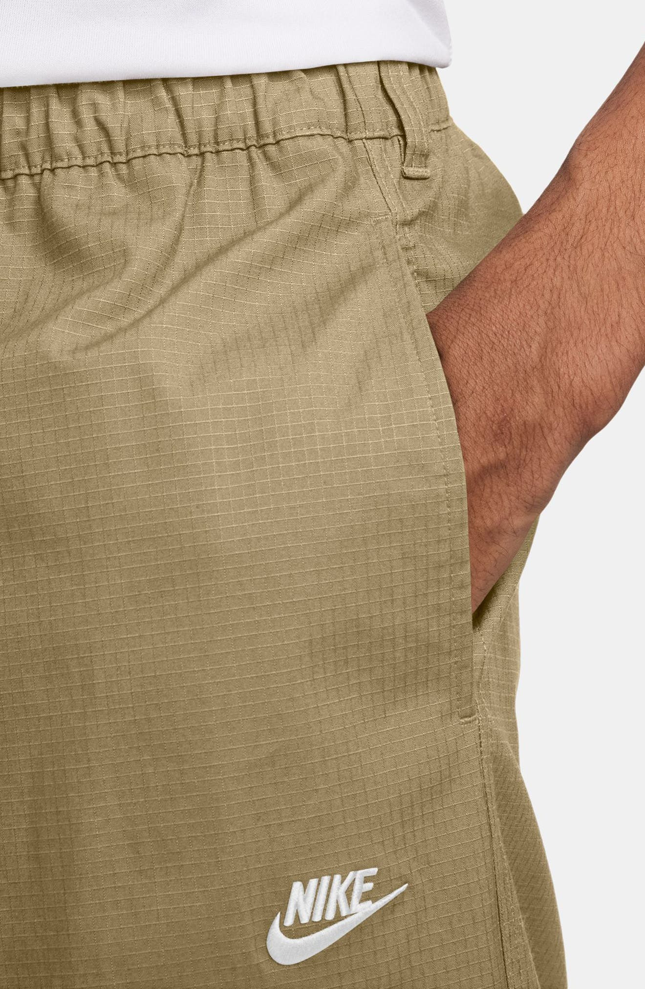 Nike Sportswear Club Stretch Cotton Ripstop Cargo Pants in Parachute Beige/White at Nordstrom - 3