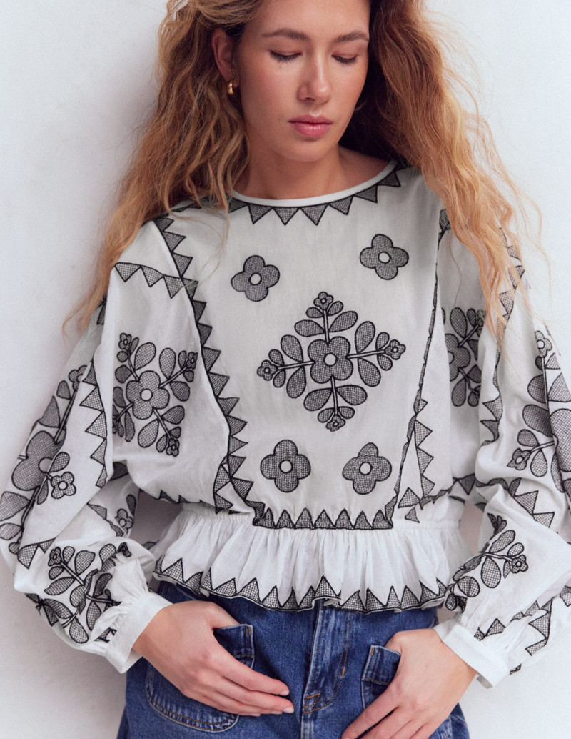 Embroidered Vacation Top-Ivory 3