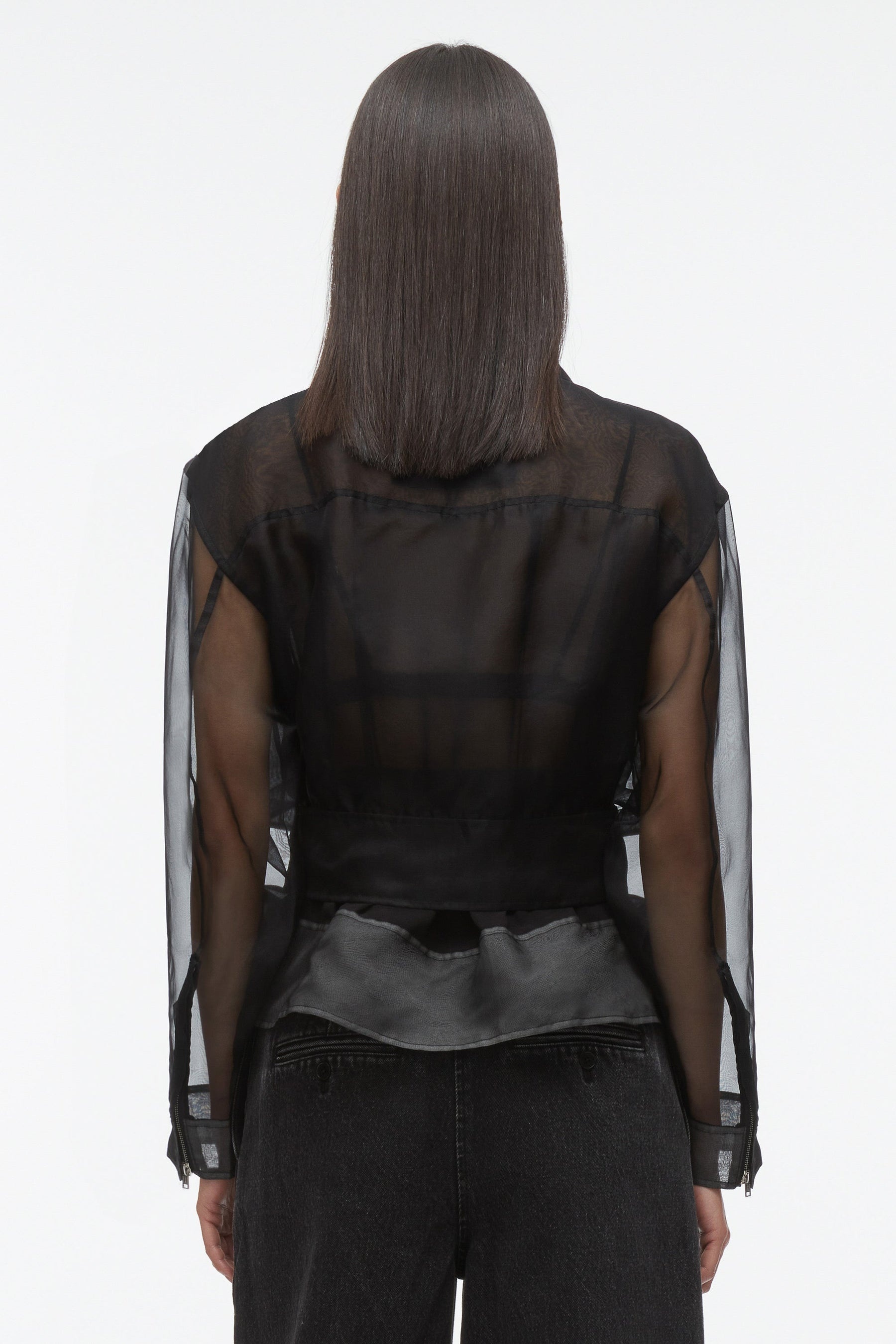 Organza Belted Flounce Utility Jacket - 4