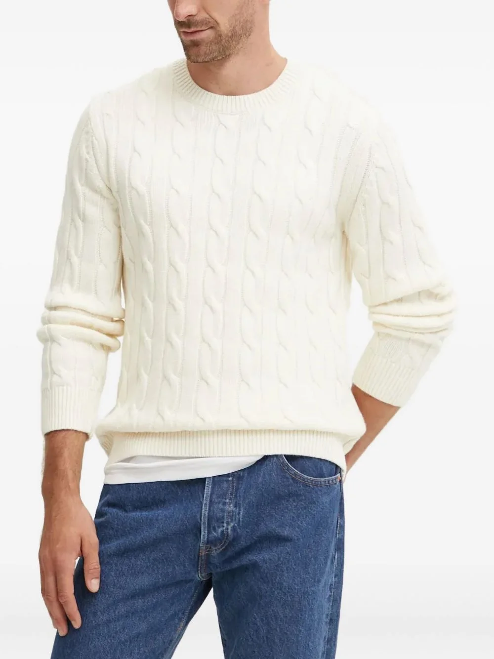 cable-knit crew-neck sweater - 1