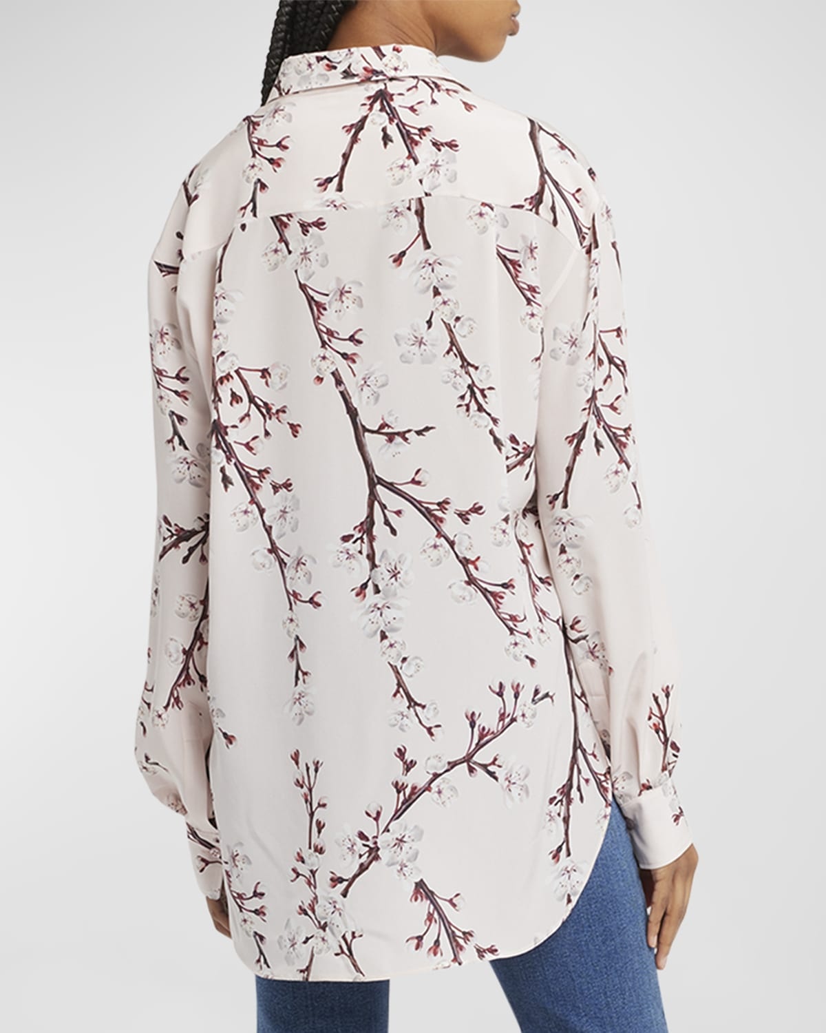 Cherry Blossom Print Button-Front Blouse - 6