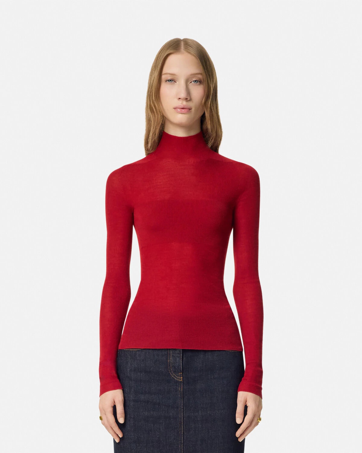 Merino Wool Fitted Ribbed Knit Top - 4